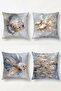 Set of 4 Throw Pillow Covers with Gold Leaf Fish Pattern - 3