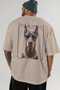 For Dog Lovers 12 Beige Oversize T-Shirt with Dog Print on the Back 100% Cotton Unisex Dog Lover Premium Design - 5