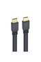 HK-25508 كابل HDMI أسود مسطح بطول 1.5 متر مع طرف ذهبي مسطح 19 دبوس