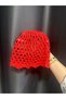 Red Mesh Beret Women's Stylish Knitted Look Seasonal Beret - 2
