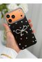iPhone 17 Pro/18 Pro Case Marbling Effect 3D Bow Flower Pattern Camera Raised Cover Black - 2