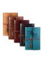 Luxury Series Four (5) Pieces Leather Notebook with Leaf Pattern, Vintage Pages, Spiral Bound, Lace-Up Vintage Memory & Souvenir, Agenda, Daily Notebook Gift Set - 4