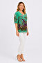Women's Plus Size Green, V-Neck, Short Sleeve, Palm Print Blouse 65N39551 - 6