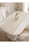 Ruffled Cream Linen Bohemian Vintage Runner - 6