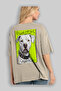 For Dog Lovers 52 Back Dog Printed Beige Oversize T-Shirt 100% Cotton Unisex Dog Lover Premium Design - 3