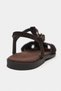 Majes Bitter Brown Suede Leather Embroidery Detail Flat Sole Women's Sandals - 8