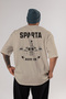 Sparta Gym Oversize Back Printed Beige T-Shirt 100% Cotton Streetwear Premium Comfortable Fit - 2
