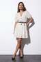 Belt Detailed Dress Ecru - 2