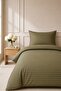 Elif Satin Striped Single Buttoned Duvet Cover Set, Quilt Cover, 100% Cotton, 83Tel