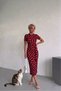 Tie-Up Double Slit Polka Dot Wrinkled Fabric Women's Dress 125 cm - 4