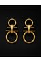 Gold Color Steel Earrings with Geometric Ring Detail - 5