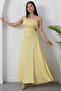 One-Shoulder Satin Dress with Waist Window Detail K-251654 - 7