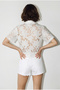 Women's White Floral Pattern Lace Embroidered Short-Sleeved Shirt 5000 60286331 - 4