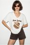 Women's White V-Neck for Love Embroidery and Beading Embellished Oversize T-Shirt 2240 60286329 - 3