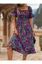 Ethnic Floral Summer Midi Women's Dress