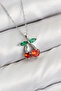 Brass Zircon Stone Cherry Model Silver Color Women's Necklace Water Resistant Anti-Allergic Non-Tarnish