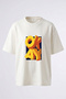 3D Okay Design Back Printed Cotton White Oversize T-Shirt
