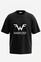 تي شيرت Weezer Design مطبوع من الخلف مصنوع من القطن باللون الأسود مقاس كبير