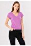 Women's V-Neck Cotton Basic T-Shirt Pink