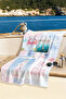 Sea Shell Lantern and Marine Beach Towel - Pastel Mediterranean Coast Themed Quick-Dry Towel Coverlet - 2