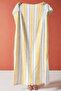 Striped Yellow and White Beach Towel - Mediterranean Minimalist Blue Detailed Quick-Dry Microfiber Towel