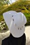Wide Straw Hat with Sea Shells - White - 2