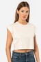 Women's Padded Look Comfortable Fit Crop T-Shirt, 100% Cotton - 2