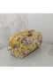 Set of 3 Women's Bags Beach Bag Organizer Makeup Bag Floral Patterned Yellow Lunchbag 100% Cotton - 4