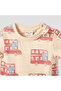 Crew Neck Short Sleeves T-shirt with Dinosaur Bus Print - 4
