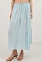 Baby Blue Linen Blend Textured Midi Skirt