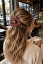 Burgundy Matte Finish Oval Comb Detail Hair Clip (10cm) - 4