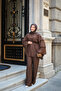 Women's Ruffle Sleeve Detailed Elastic Waist Suit Brown - 4