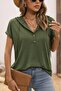 Women's Short Sleeve Hooded Lace-Up Viscose Blouse