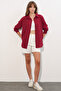 Women's Oversize Linen Shirt 20338 - Burgundy - 2