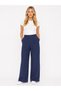 Women's Navy Blue Premium High Waist Pleated Wide Leg Palazzo Trousers - 2