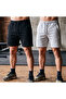 2-Piece Shorts Men's (Black-Grey) Basic Summer Shorts Set - Comfortable Fit Above the Knee 2-Piece Economic Package
