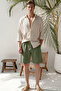 Lightweight and Comfortable Wide-Legged Muslin Shorts - Khaki - 5