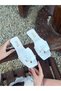 White Leather (Kless) Buckle Detail Women's Slippers - 6