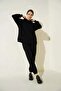 Women's Hooded Regular Oversize Black Tracksuit Set
