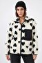 Women's Stand Collar Oversize Heart Patterned Light White Jacket - 3