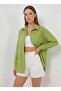 Women's Oversize Striped Viscose Green Shirt - 2