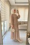 Women's Romantic Patterned Layered Hijab Dress Casual Long Dress - 2