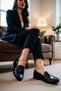 Women's Saraçlı Loafer Shoes Artificial Leather Short Heel Laceless Almond Toe Daily Comfortable Modern Stylish - 4