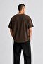 Men's raglan short sleeve knit t-shirt - brown - 2