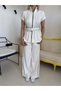 Ecru Ribbed Short Sleeve Tracksuit Set - 2