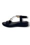 122-26 Skin Stripe Stone Triangle Band Anatomical Women's Sandals - 3