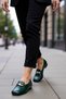 Women's Square Toe Flat Heeled Ballerinas with Metal Accessory Detail, Faux Leather, Comfortable Cut, Daily Modern Stylish - 2
