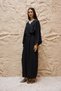 Black Linen Loose Blouse and Belted Loose Trousers Two-Piece Set (2-Piece) - 2