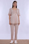 Adjustable Waist Detailed Maternity Pajama Set with Breastfeeding Feature Effortt - Beige - 2