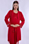 Comfortable Cut, Breastfeeding-Friendly Maternity Pajama Set with Dressing Gown Effortt - Cherry - 8